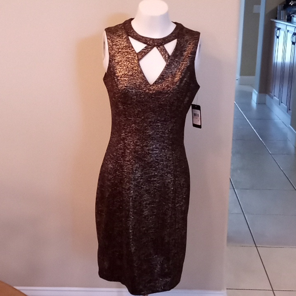 Guess Metallic Short Sleeved Special Occassion Dress